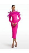 VT Strapless Long Sleeve Pink Midi Dress