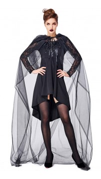 Halloween Witch Party Tulle Long Cloak Costume