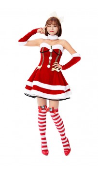 Sleigh Hottie Christmas Costume Princess Christmas Red Strapless Dress