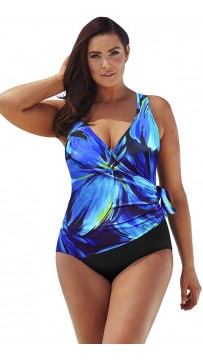 Sexy V-Neck Plus-Size One-Piece Swimsuit