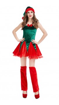 Christmas Party Costumes Christmas Elf Plush Dress
