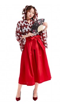 Japanese Loli Printed Pleated Skirt Kimono