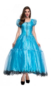 Halloween Alice Princess Dress Wonderland Blue Gown