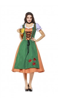 Womens Dress Color Block Oktoberfest Fraulein Costume