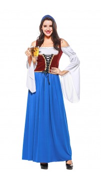 Womens Long Elegant Dress Oktoberfest Fraulein Costume