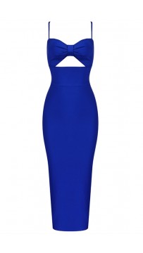 Sexy Slim Halter Long Blue Sling Dress