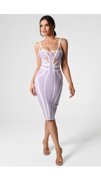 Sexy Hollow Spaghetti Strap Party Striped Elegant Bandage Dress