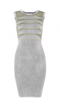 Herve Leger Bandage Dress Jacquared O Neck Tank Grey