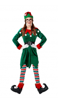 Ladies Christmas Elf Cosplay Costumes Set (7 Pcs. Per Set) 