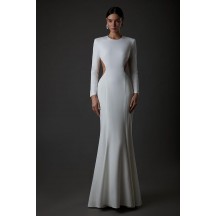 Long Elegant Backless White Evening Dress