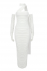 Elegant One-Shoulder Design White Ruched Midi Dress