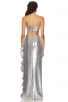 Stunning Silver Sequin Two-Piece Gown  Ruffle High-Slit Skirt