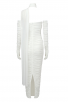 Elegant One-Shoulder Design White Ruched Midi Dress
