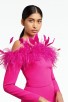 VT Strapless Long Sleeve Pink Midi Dress
